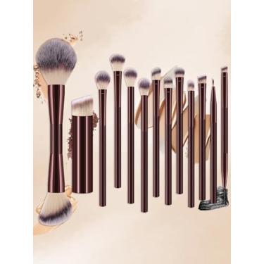 Imagem de Conjunto de pincéis de maquiagem de cabeça dupla, 13 pincéis macios para sombra, pincel de base, pincel de maquiagem em pó, ultra-macio, cabelo sintético premium para maquiagem diária no rosto (J)