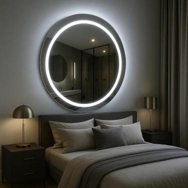 Imagem de Espelho Jateado Led Decorativo Luxo Quarto Sala Banheiro Hall Bivolt -