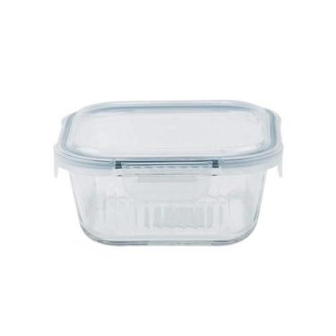 Imagem de Pote de vidro hermético com tampa quadrado 380 ml retangular 330ml - M