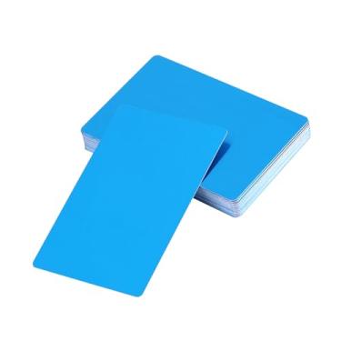 Imagem de Impressionantes Espaços Em Branco Marcam Cartões de Nome de Visita de Negócios Lisos de Metal Gravado Definidos para Diversas Demandas (Azul)