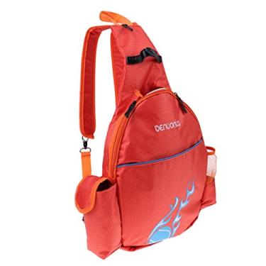 Imagem de Mochila de raquete de tênis – bolsa de ombro para esportes – alças ajustáveis – comporta raquetes, bolas e muito mais – para jogadores de tênis, entusiastas de badminton – azul/laranja/rosa vermelha