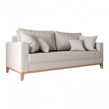 Imagem de Sofá 3 Lugares Beny Base De Madeira 180 Cm Linho Cru - Fm