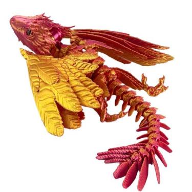 Imagem de Dragão Wyvern emplumado impresso em 3D articulado com asas - SGYYSG