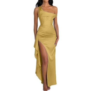 Imagem de Vestidos de dama de honra Alphirkut MAIRGOLD Satin Maxi Prom Dress 202