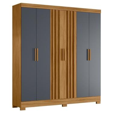 Imagem de Guarda Roupa Casal Valença 6 Portas Ripado Freijó Cinza Moval Freijó Cinza