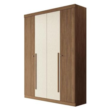 Imagem de Guarda Roupa Solteiro Buriti Ripado 4 Portas Jatobá-areia - Santos Andirá Jatobá-areia