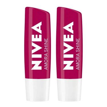 Imagem de NIVEA Hidratante Labial Shine Kit com 2 unidades Amora, Kit