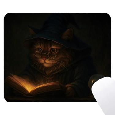 Imagem de Noaleviax Tapete de rato mágico para gatos - preto vintage material de escritório decoração de mesa, base de borracha antiderrapante quadrada impermeável tapete de viagem para gatos para computadores