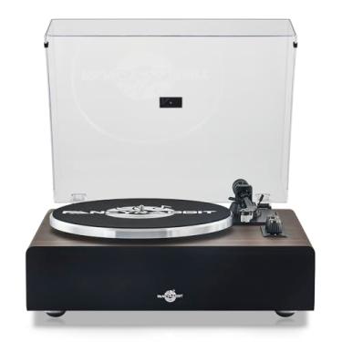 Imagem de Toca-discos com alto-falante, toca-discos de vinil com cartucho magnético para decoração de casa e entretenimento, toca-discos de vinil adequado para presente de Natal ou aniversário (madeira preta)