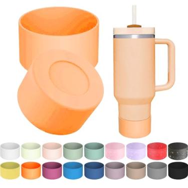 Imagem de 1 bota de silicone para copo Stanley Quencher H2.0 30/1,134 g, IceFlow 20/850.5 g & Hydro Flask 340.2-680.4 g - capa protetora inferior (laranja)