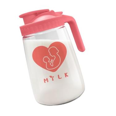 Imagem de Jarra de leite materno, frasco de vidro de 947 ml com tampa, boca larga e jarra de vidro à prova de vazamento fácil para leite materno, chá solar, suco, café frio e outras bebidas