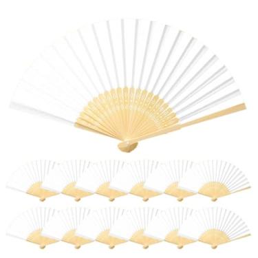Imagem de ffscafscn Ventiladores de mão de papel, ventiladores portáteis dobráveis de 20 cm para lembrancinhas de casamento, decorações de festa, chá de panela, chá de bebê, resfriamento de verão, ventilador de