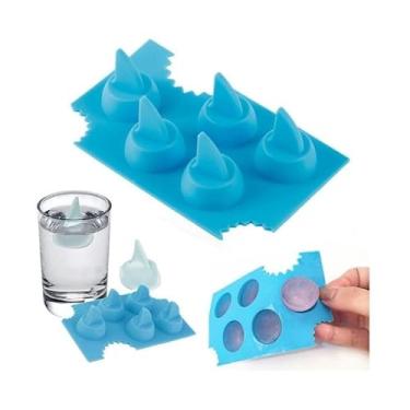 Imagem de Bandejas de gelo de silicone azul para congelador, bandeja de cubo de gelo em forma de barbatana de tubarão, molde DIY de silicone, barbatana de tubarão, molde de gelatina, molde de gelatina, bandeja