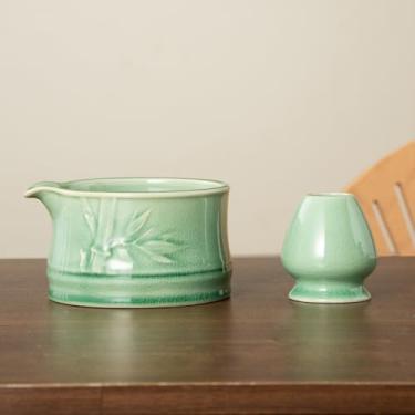 Imagem de Conjunto de tigela matcha de cerâmica com bico e suporte de batedor, tigela de mistura de chá matcha para bater matcha, kit de acessórios de suporte de batedor Matcha