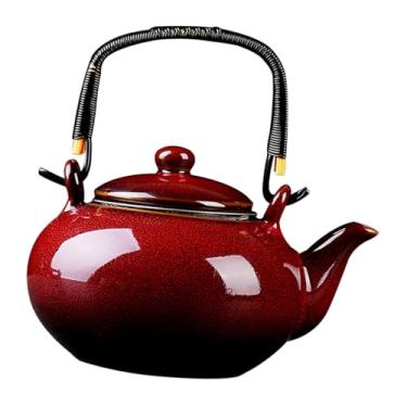 Imagem de Baoblaze Bule de cerâmica, chaleira de cerâmica para ferver água quente, fabricante de chá para amantes de chá, presente de cozinha, Vermelho