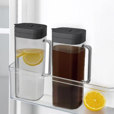 Imagem de [Pacote com 2] Jarra SlimFit de 2 litros com tampa – Jarro de água para porta da geladeira – Jarra de plástico à prova de vazamento de 1,8 l com tampa – Recipiente de bebida para suco, chá gelado