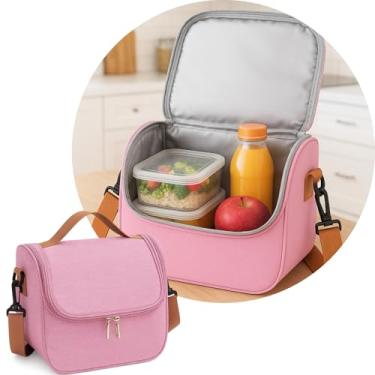 Imagem de Bolsa Térmica Grande com Alça Ajustável, Lancheira Fitness, Ideal para Marmitas Lanches Frutas Bebidas, para Levar no Trabalho Passeio Academia Escola Faculdade, Qualidade Premium (Rosa)