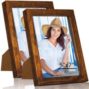 Imagem de WTAQR Porta-retrato 12 x 18 cm para pendurar na parede ou mesa, montagem horizontal ou vertical, moldura com acrílico HD para fotos, pôsteres e impressões artísticas, café claro, moldura, pacote com 2