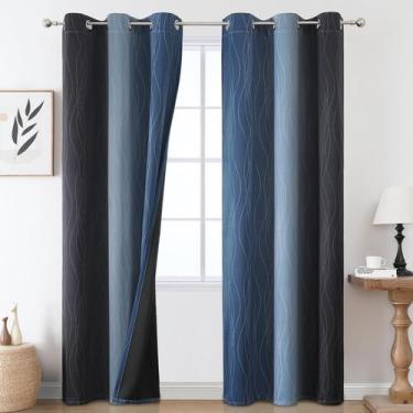 Imagem de Cortinas Estelar Textiler Ombre Blackout Azul Marinho 107x213cm