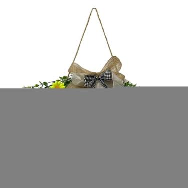 Imagem de Bothyi Placa de Boas-vindas para Porta de Entrada, Placa de Parede com Laço, Guirlanda com Corda para Entrada de Escritório, Decoração de Fazenda Natalina, Branco