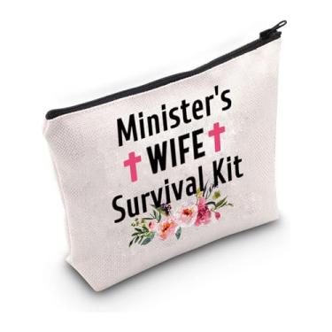 Imagem de PXTIDY Kit de sobrevivência da esposa do pastor religioso presente para esposa bolsa cosmética rosa presente de esposa do pastor presente de apreciação da esposa do pastor, Minister's Wife