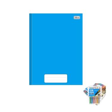 Imagem de Kit Caderno Brochura Capa Dura Pepper Azul 80 Folhas + Caneta Trigel Metálica 10 Cores + Marcador Artístico Brush Metallic 6 Cores