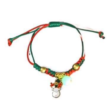 Imagem de Guirlanda do Advento Pulseira de Natal Noctilucente Sino Boneco de Neve Alce Corrente de Mão Estética Floco de Neve Pulseira Feliz Natal, D, Corda de algodão, liga metálica, Sem Pedra Preciosa
