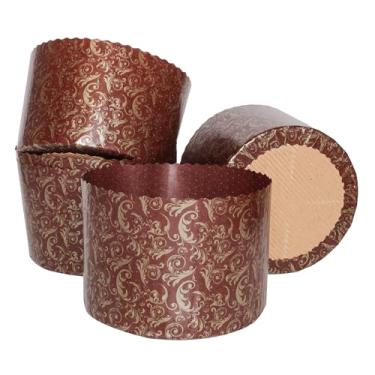 Imagem de Molde de papel panetone grande de 540 ml | Pacote com 12 | Forma de pão de Páscoa Paska Molde de papel de panetone - Moldes de panetone de papel antiaderente marrom