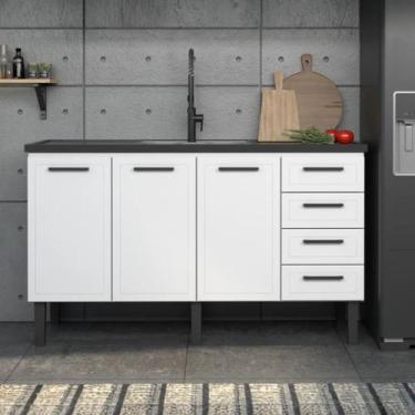 Imagem de Armário de Cozinha 144cm 100% Aço 3 Porta e 4 Gavetas Balcão - Rainha 