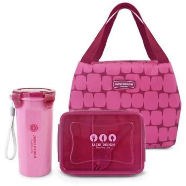 Imagem de Bolsa Térmica Marmita Copo Fitness Kit 3 Peças Elementos - Jacki Desig