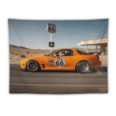 Imagem de HouLaiZhe JDM Tapeçaria de carro Rx7 rota de carro esportivo 66 pendurar na parede quarto decoração de casa tapeçarias estética piquenique decoração de parede arte de parede para dormitório sala de