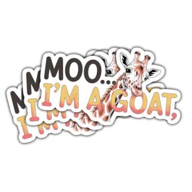Imagem de 3 adesivos Moo I'm a Goat Wait I'm a Giraffe, decalques de vinil engraçados de confusão de animais para laptop, notebook, garrafa hidráulica, garrafa de água, para-choque de carro, álbum de recortes