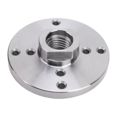 Imagem de Hyuduo Adaptador de Eixo de Torno Placa Frontal de Aço de 4 Polegadas para Máquina de Torneamento de Madeira, Rosca 1x8TPI Resistente Com 8 Furos de Parafuso para Instalação Segura da Peça de