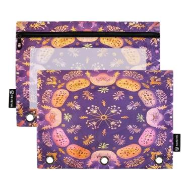Imagem de Wassud Pacote com 2 pastas de fichário mandala roxa com 3 furos, pasta organizadora de arquivos para casa, escritório