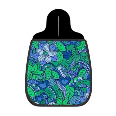 Imagem de Lixeira De Carro Organizador Lixinhocar Arte Floral Folhagem Azul Verde