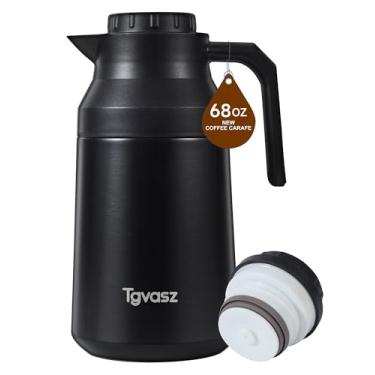 Imagem de Garrafa térmica de aço inoxidável com isolamento térmico para líquido quente a vácuo, recipiente térmico, dispensador de jarra para manter leite de água quente (preto, 1,927 g)