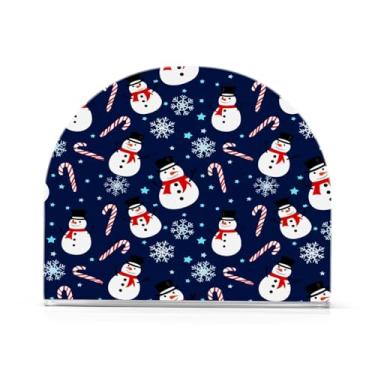 Imagem de Qilmy Porta-guardanapos de acrílico de boneco de neve de Natal, porta-guardanapos para mesas cozinha restaurante decoração de casa, suporte decorativo moderno para guardanapos de coquetel de papel de
