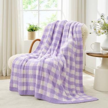 Imagem de Snuggle Sac Cobertor de cama xadrez búfalo, tamanho solteiro, supermacio, aconchegante e quente, manta xadrez fofa para cama, xadrez roxo, 152 x 203 cm