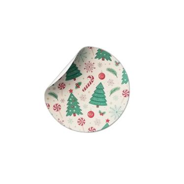 Imagem de Kit 25 Unidades Adesivos Redondos Natalinos Coloridos com Ornamentos - Tamanho 50x50cm