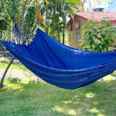 Imagem de Rede de Descanso Jeans Gigante Casal Decorativa Confortável para Dormir(Azul)