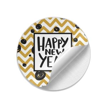 Imagem de Adesivos Autocolantes Redondos Ano Novo 25 Unidades com Estampa Zig Zag - Tamanho 85x85cm