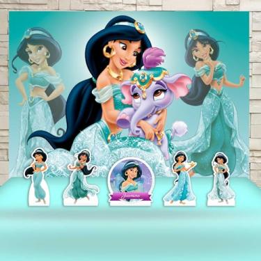 Imagem de Kit Decoração Festa de Aniversário Infantil Painel + Displays Princesa Jasmine