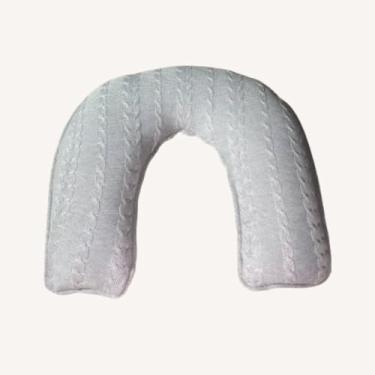 Imagem de Almofada de Amamentação em Tricot com Zíper, Formato U Anatômico, Fibra Siliconada, 37x45x13cm (Cor Cinza Claro)