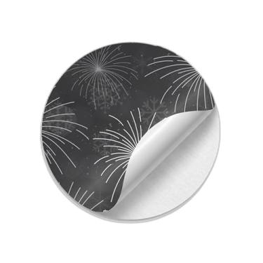 Imagem de Adesivos Redondos Festivos 25 Unidades Ano Novo com Fogos de Artifício - Tamanho 85x85cm