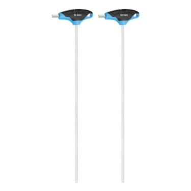 Imagem de HARFINGTON 2 chaves sextavadas com cabo em T de 6 mm e 395 mm de comprimento, braço extralongo métrico S2 de aço, chave em T, ferramenta de reparo para manutenção doméstica automotiva, azul e preto