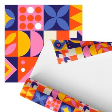 Imagem de Papel de parede Decorativo com Padrão Geométrico Colorido, Design Moderno em Rosa, Azul e Laranja 2,80