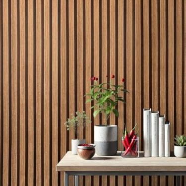 Imagem de Papel decorativo, revestimento de parede ripas, decoracao, casa, lar, facil, duradouro, liso, 5M.