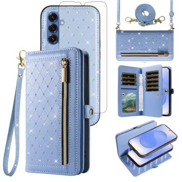 Imagem de Capa de celular para Samsung Galaxy S25 Plus S25+ 5G Carteira magnética destacável com protetor de tela, alça transversal com cordão, compartimentos para cartão de crédito S25Plus 25S + mulheres