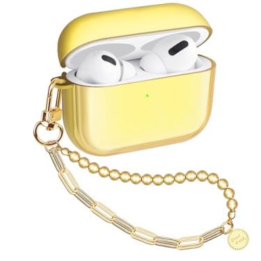 Imagem de Ucharmbead Compatível com AirPods Pro 2ª geração capa fofa para Air Pods Pro e Pro 2 com joias douradas chaveiro pingente alça de cordão para meninas mulheres (quadrado)