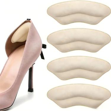 Imagem de Punhos de calcanhar para mulheres e homens, 2 pares de forro de salto de sapato, almofadas de inserção para sapatos soltos, design contornado, protetores de calcanhar antifricção (bege)